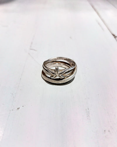 Silber Schmuck - Ring Kleiner Seestern mit Algen