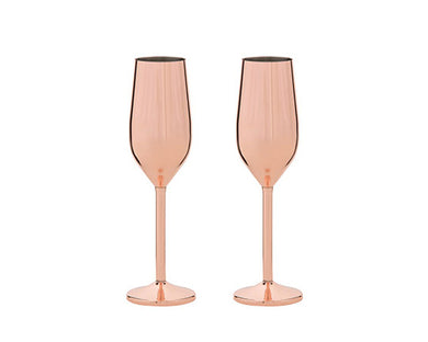 Champagnerflöten-Set, 2 Gläser, kupferbeschichtet