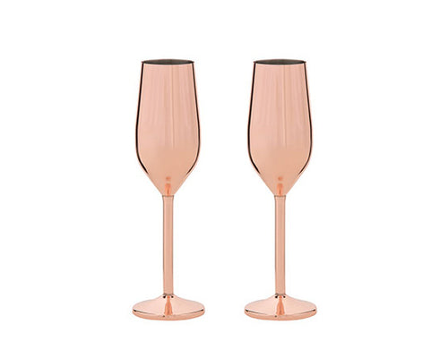 Champagnerflöten-Set, 2 Gläser, kupferbeschichtet