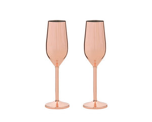 Champagnerflöten-Set, 2 Gläser, kupferbeschichtet