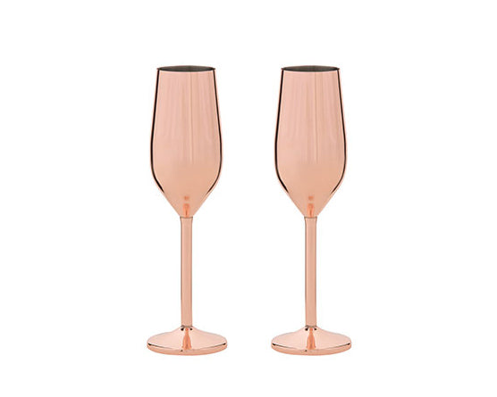 Champagnerflöten-Set, 2 Gläser, kupferbeschichtet