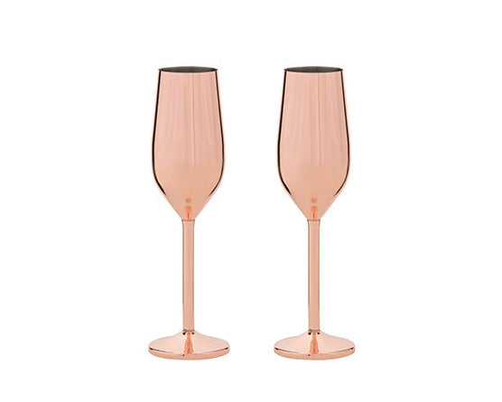 Champagnerflöten-Set, 2 Gläser, kupferbeschichtet
