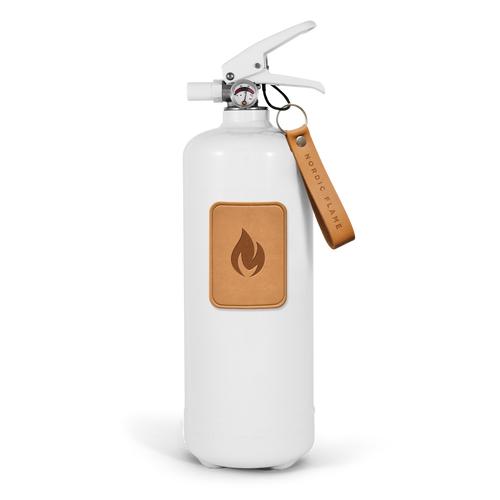 Nordic Flame - ABC Feuerlöscher 2 kg, Weiß mit hellbraunem Leder
