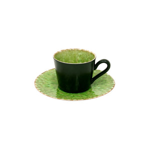 Teetasse mit Unterteller in Craquelé Glasur/ Schwarz