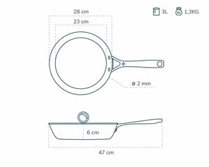 Olavson - beschichtete Kupferkernpfanne mit Stielgriff, 2-teilig
